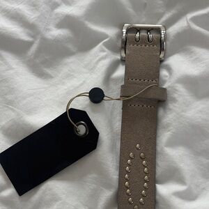 rag & bone Beige Leather Belt with Silver Accents